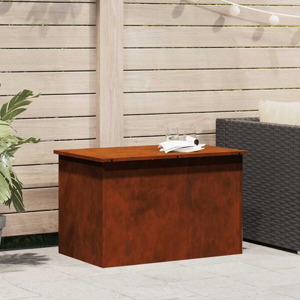 vidaXL Cutie de depozitare exterioară Ruginit 80 x 50,5 x 50 cm Oțel