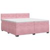 vidaXL Pat boxspring cu saltea cu headboard Roz 200 x 200 cm Catifea