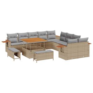 vidaXL Set de canapele pentru grădină 17 pcs Beige și gri deschis