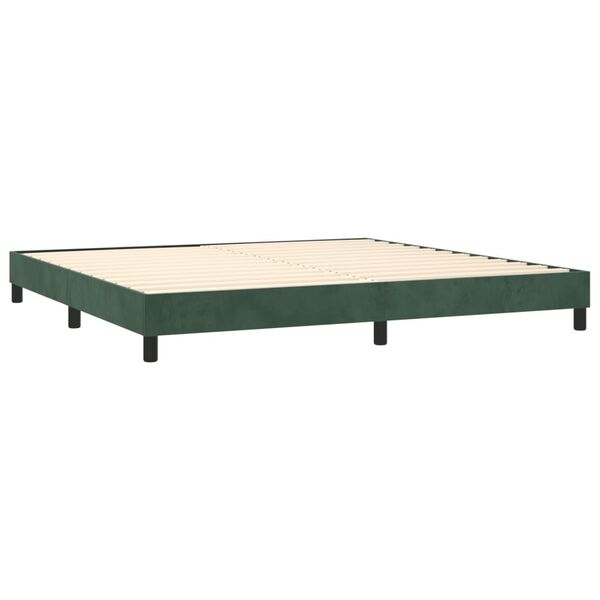 vidaXL Pat box spring cu saltea, verde &icirc;nchis, 200x200 cm, catifea