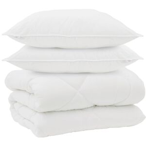 vidaXL Duvet de iarnă cu pernă 3 pcs Alb Microfibră