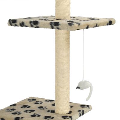 vidaXL Ansamblu pisici, stâlpi funie sisal 260 cm imprimeu lăbuțe bej