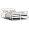 vidaXL Cadru de pat cu tăblie, alb, 135x190 cm, lemn masiv de pin