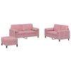 vidaXL Set canapea cu perne, 3 piese, roz, catifea