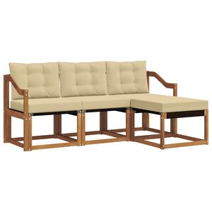 vidaXL Set de canapele de exterior cu pernă 4 pcs Natural și Bej