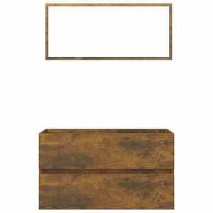 vidaXL Set mobilier de baie, 2 piese, stejar fumuriu, lemn prelucrat