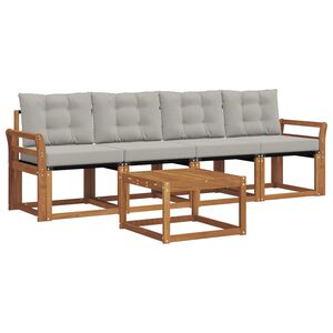 vidaXL Set de canapele de exterior 5 pcs Gri natural și deschis