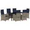 vidaXL Set de masă pentru grădină cu pernă 7 pcs Gri poliratan