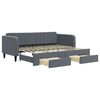 vidaXL Pat de zi cu extensie și sertare gri &icirc;nchis 90x200 cm catifea