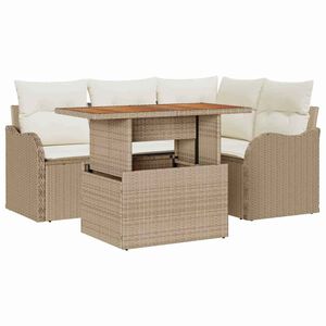 vidaXL Set de canapele pentru grădină 5 pcs Bej Rattan poli