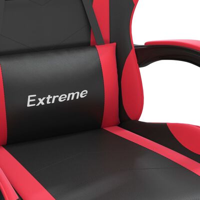 vidaXL Scaun de gaming pivotant/suport picioare negru/roșu piele eco