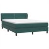 vidaXL Pat box spring cu saltea, verde &icirc;nchis, 140x220 cm, catifea