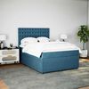 vidaXL Pat box spring cu saltea, albastru, 140x200 cm, catifea