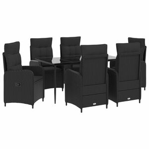 vidaXL Set masă de canapea 7 pcs Rattan PE și oțel acoperit cu pulbere