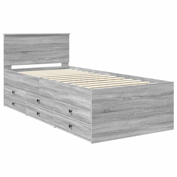 vidaXL Daybed cu sertar Gri Sonoma și negru 90 x 200 cm Lemn compozit
