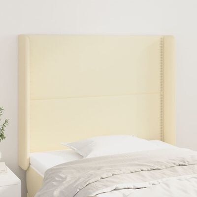 vidaXL Tăblie de pat cu aripioare, crem, 83x16x118/128 cm, piele eco