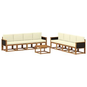 vidaXL Set de canapele de exterior cu pernă 7 pcs Natural și Crem