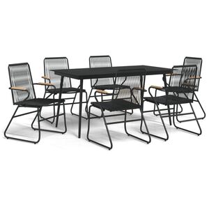 vidaXL Set mobilier de grădină, 7 piese, negru, ratan PVC