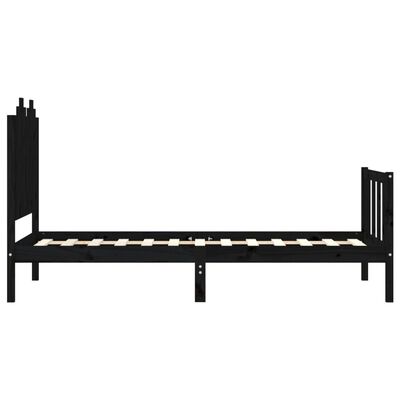 vidaXL Cadru de pat cu tăblie, negru, 90x190 cm, lemn masiv