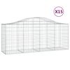 vidaXL Coșuri gabion arcuite 15 buc, 200x50x80/100 cm, fier galvanizat