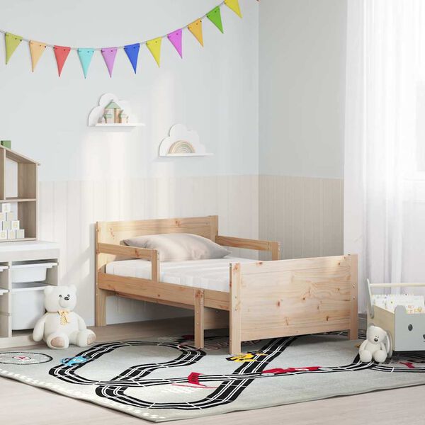 vidaXL Cadru de pat cu saltea Maro 80 x 200 cm Lemn de pin masiv