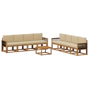 vidaXL Set de canapele de exterior cu pernă 7 pcs natural