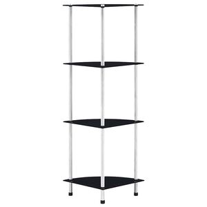 vidaXL Raft cu 4 niveluri, negru, 30 x 30 x 100 cm, sticlă securizată