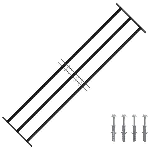 vidaXL Grilă Fereastră Negru 174 x 45 cm Oțel vopsit electrostatic