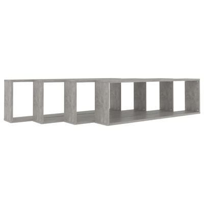vidaXL Rafturi de perete cub, 4 buc., gri beton, 100x15x30 cm, PAL