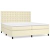 vidaXL Pat continental cu saltea, crem, 200x200 cm, piele ecologică