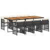 vidaXL Set mobilier de grădină cu perne, 9 piese, negru, poliratan