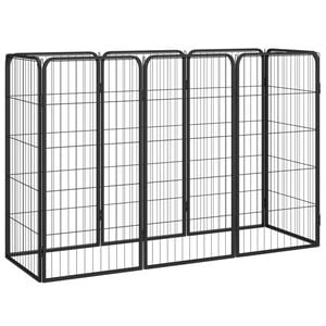 vidaXL Țarc c&acirc;ini 8 panouri, negru 50x100 cm oțel vopsit electrostatic