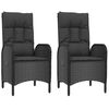 vidaXL Scaune de exterior, 2 buc., negru, poliratan