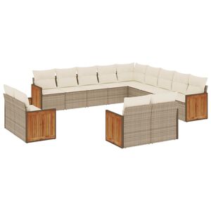 vidaXL Set canapele de grădină, 13 piese, cu perne, bej, poliratan