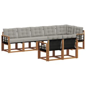 vidaXL Set de canapele de exterior 8 pcs Gri natural și deschis
