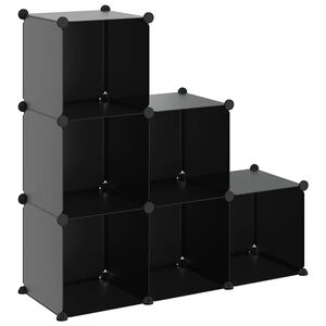 vidaXL Organizator cub de depozitare, 6 cuburi, negru, PP