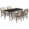 vidaXL Set mobilier de grădină, 5 piese, cu perne, maro, poliratan