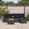 vidaXL Set de canapele pentru grădină cu pernă 6 pcs Negru Rattan poli