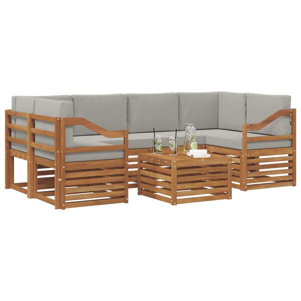 vidaXL Seturi de canapele cu pernă 7 pcs Gri natural și deschis