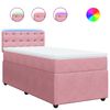 vidaXL Pat box spring cu saltea, roz, 100x200 cm, catifea