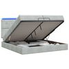vidaXL Pat Ottoman cu Saltea și LED Gri deschis 200 x 200 cm Catifea