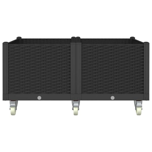 vidaXL Jardinieră de grădină cu picioare, negru, 100x80x54 cm, PP