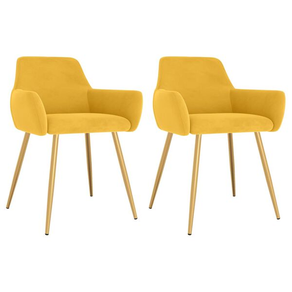 vidaXL Scaune de bucătărie, 2 buc., galben, catifea