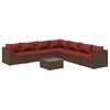 vidaXL Set mobilier de grădină cu perne, 8 piese, maro, poliratan