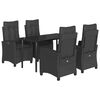 vidaXL Set mobilier de grădină cu perne, 5 piese, negru, poliratan