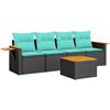 vidaXL Set mobilier de grădină cu perne, 5 piese, negru, poliratan