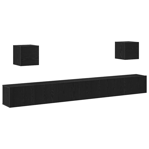 vidaXL Set comodă TV 7 pcs Stejar Negru 100 x 30 x 30 cm Lemn compozit