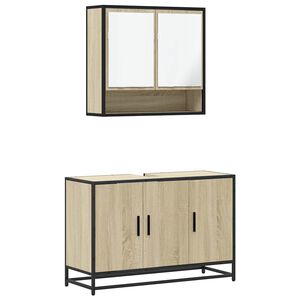 vidaXL Set mobilier de baie, 2 piese, stejar sonoma, lemn prelucrat