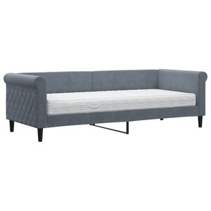 vidaXL Pat de zi cu saltea, gri &icirc;nchis, 80x200 cm, catifea