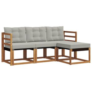 vidaXL Set de canapele de exterior 4 pcs Gri natural și deschis
